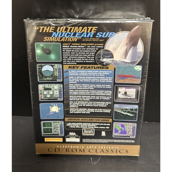Jane's Combat Simulation 688(I) Hunter/Killer Sub PC CD-ROM Sealed Box Damage - Picture 2 of 6